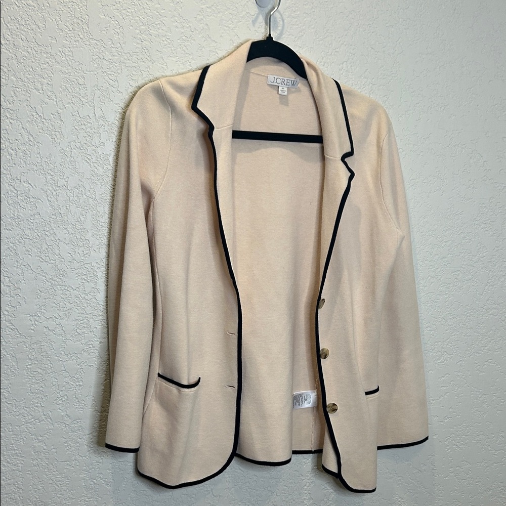 J. Crew Cream Blazer with Black Trim